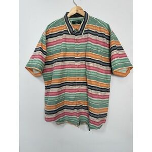 Vintage 90's Orvis Short Sleeve Button Down Shirt‎ Men's size XL Colorful Stripe